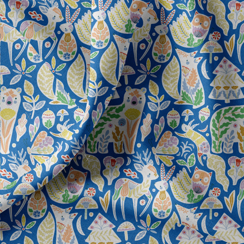 Algodón estampado LOREK Azul / Verde